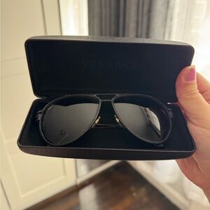 Versace Black Aviator Sunglasses
